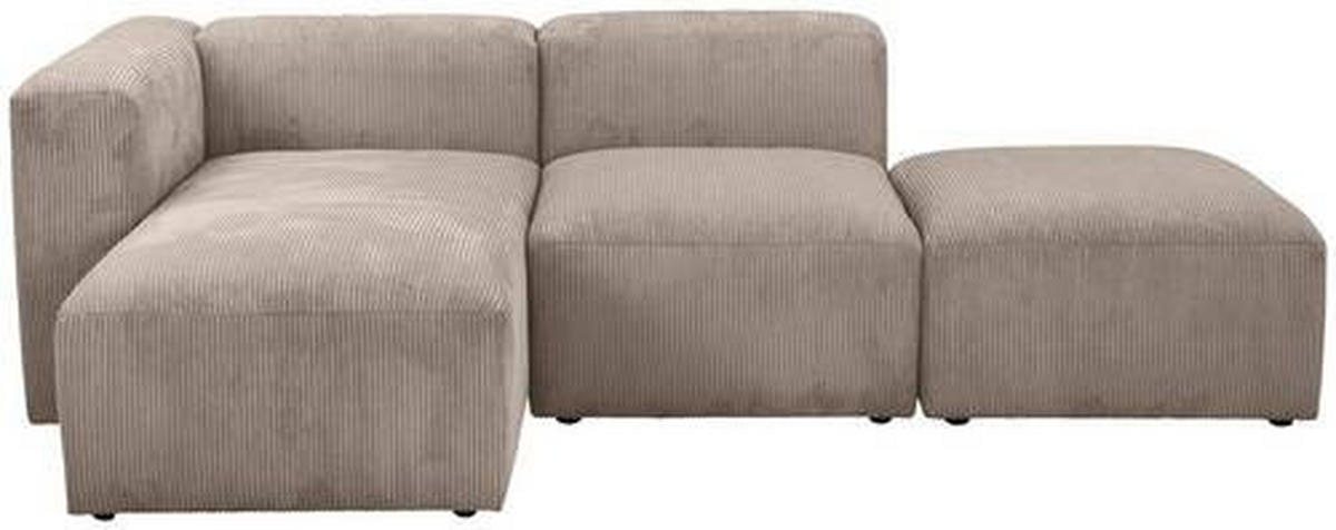 ECKSOFA in Cord Taupe  160/250 cm  - Taupe/Schwarz, Design, Kunststoff/Textil (160/250cm) - Max Winzer