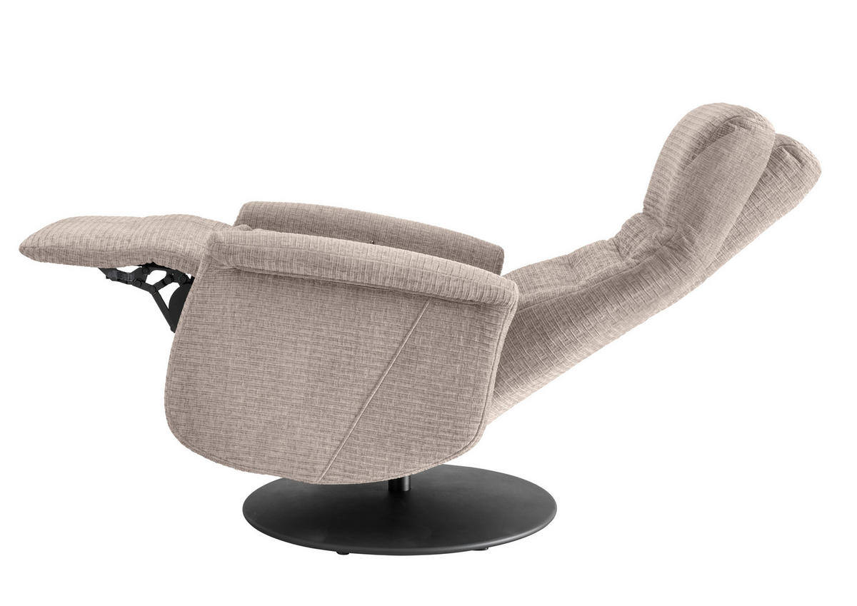 RELAXSESSEL Mikrofaser Kopfteilverstellung, Fußteilverstellung, Rücken echt, Relaxfunktion    - Beige/Schwarz, MODERN, Textil/Metall (72/118/85-165cm) - Livetastic