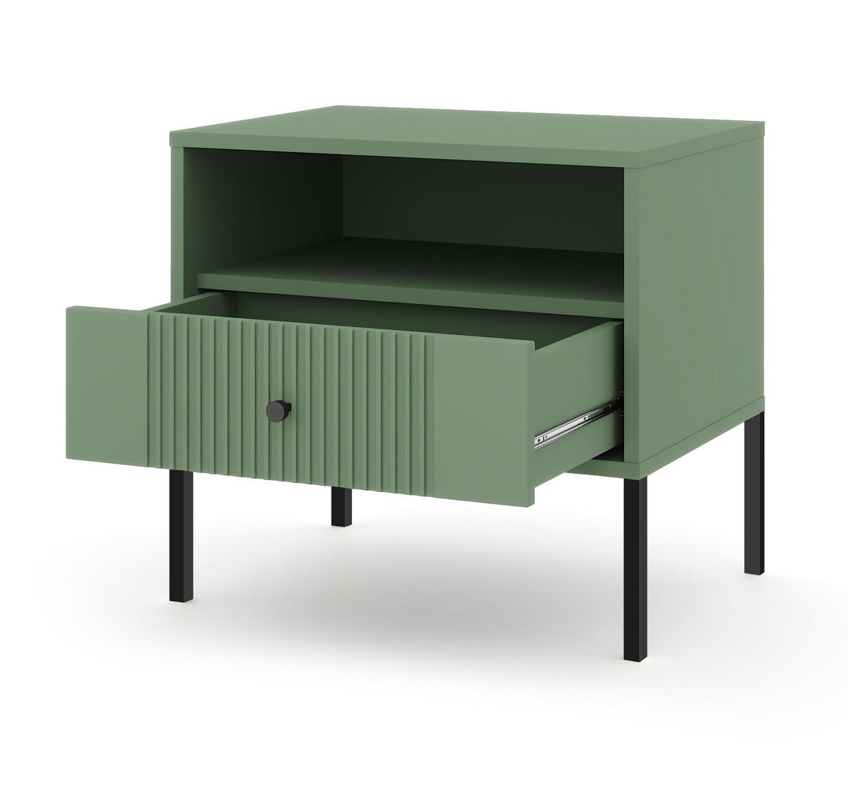 NACHTSCHRANK 54/39/50,5 cm  - Schwarz/Grün, Design, Holzwerkstoff/Metall (54/39/50,5cm) - Boxxx