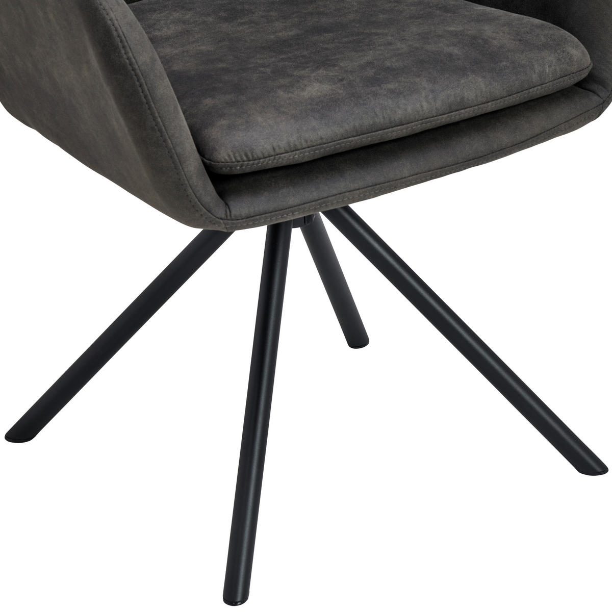 ARMLEHNSTUHL  Sitzfläche 360° drehbar, inklusive Armlehnen Webstoff  - Schwarz/Grau, Basics, Textil/Metall (60.5/88/62cm) - MID.YOU