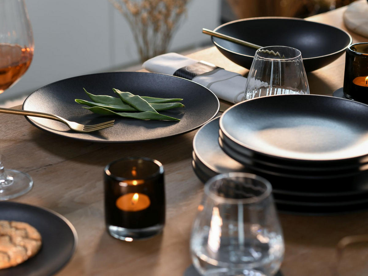 TAFELSERVICE Soft Touch Black 12-teilig  - Schwarz, Modern, Keramik - Creatable