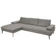 ECKSOFA in Echtleder Silberfarben  180/310 cm  - Silberfarben/Schwarz, Design, Leder/Metall (180/310cm) - Dieter Knoll