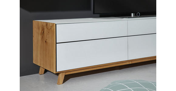 WOHNWAND in Weiß, Eichefarben - Eichefarben/Weiß, Natur, Glas/Holz (295/197/50cm) - Dieter Knoll