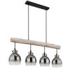 HÄNGLAMPA 82,5/15/140 cm  - svart/naturfärgad, Natur, metall/trä (82,5/15/140cm) - Globo