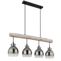 HÄNGLAMPA 82,5/15/140 cm  - svart/naturfärgad, Natur, metall/trä (82,5/15/140cm) - Globo