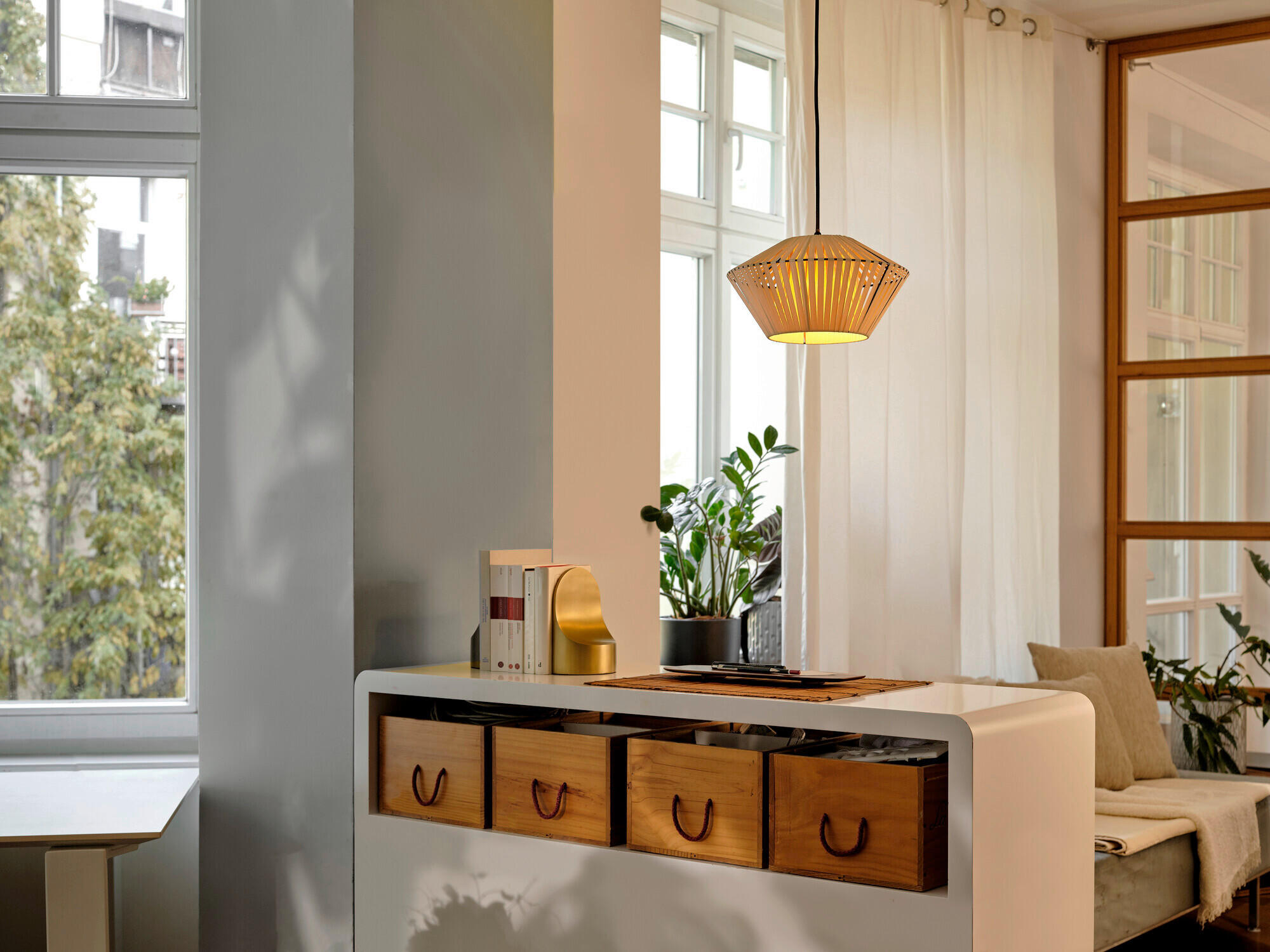 HÄNGELEUCHTE 30,5/120 cm  - Beige, Basics, Textil/Metall (30,5/120cm) - Osram