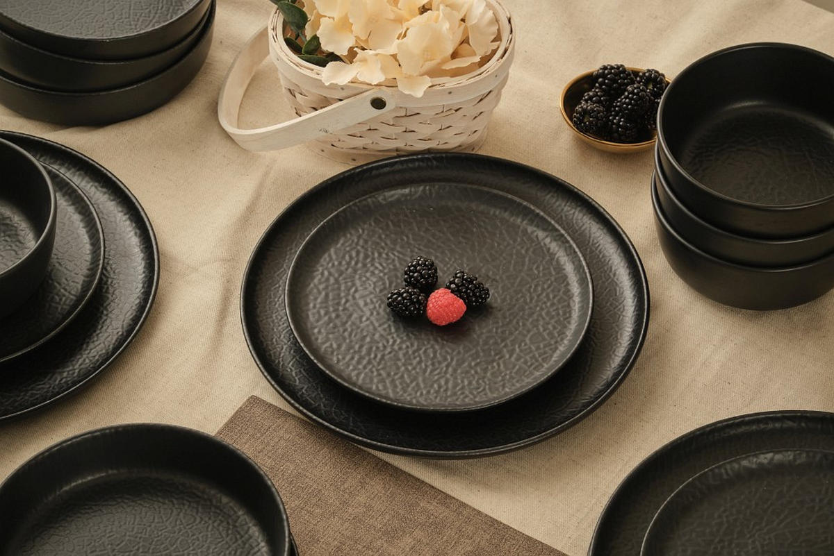 ÉTKÉSZLET 16 részes  - fekete, Trend, kerámia - Novel