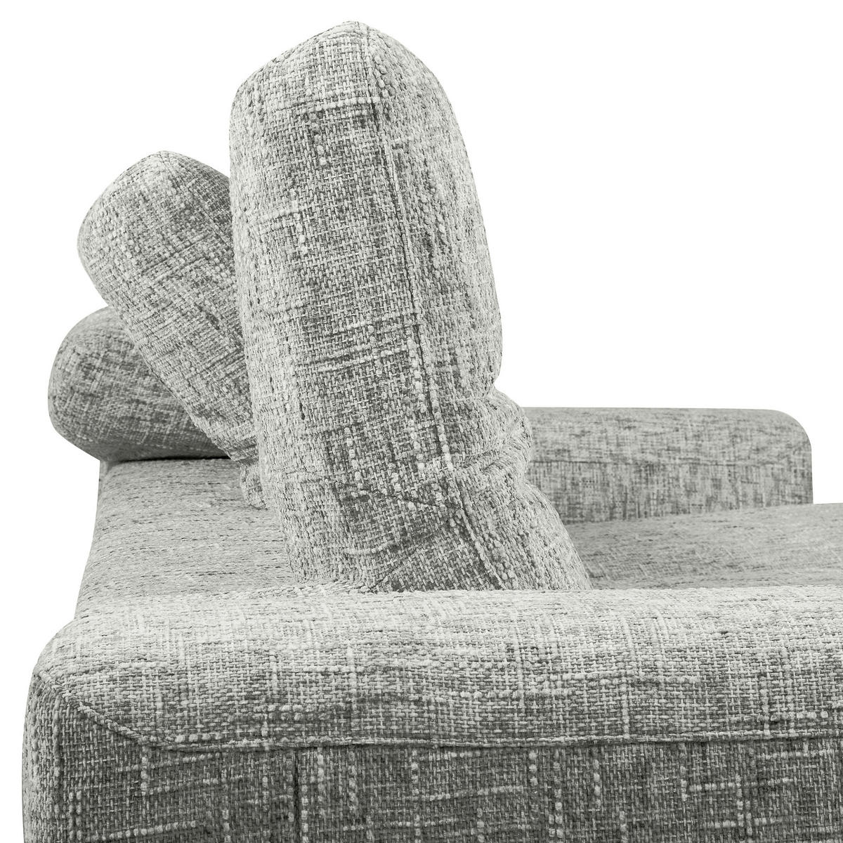ECKSOFA PORTLAND Grau Struktur Kopfteilverstellung  - Chromfarben/Naturfarben, Design, Holz/Textil (187/295cm) - Livetastic