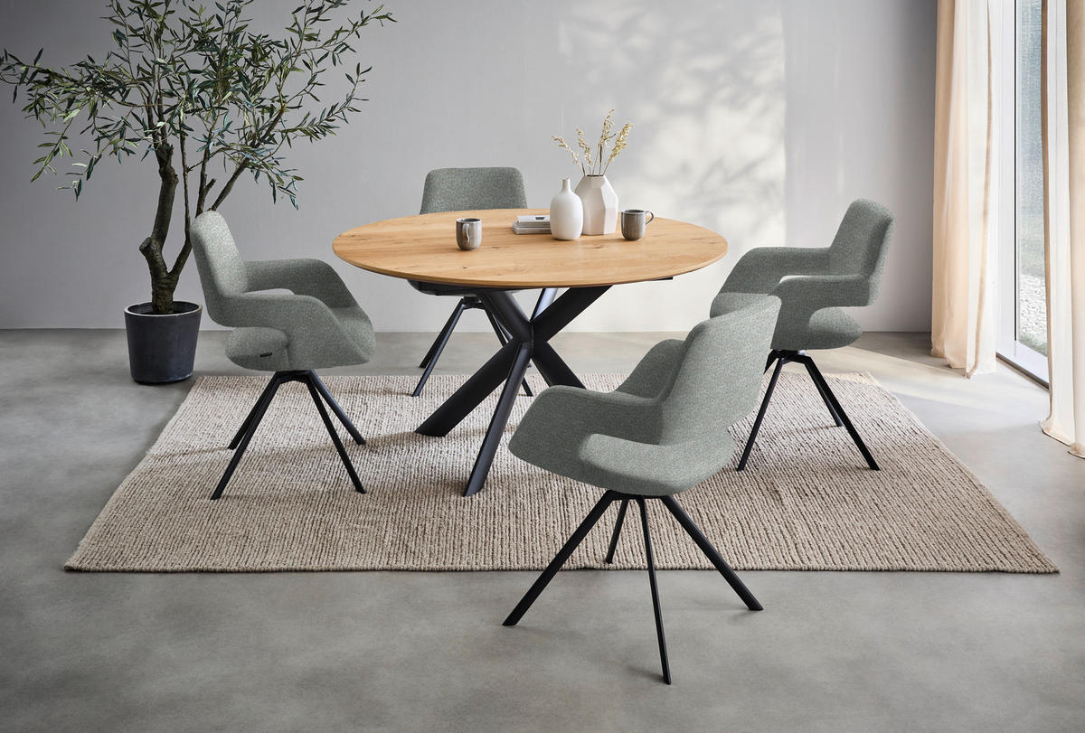 ARMLEHNSTUHL Stahl Struktur  - Anthrazit/Hellblau, Design, Textil/Metall (59/86/63cm) - Venjakob