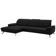 ECKSOFA in Echtleder Schwarz  - Schwarz, Design, Leder/Metall (193/332cm) - Dieter Knoll