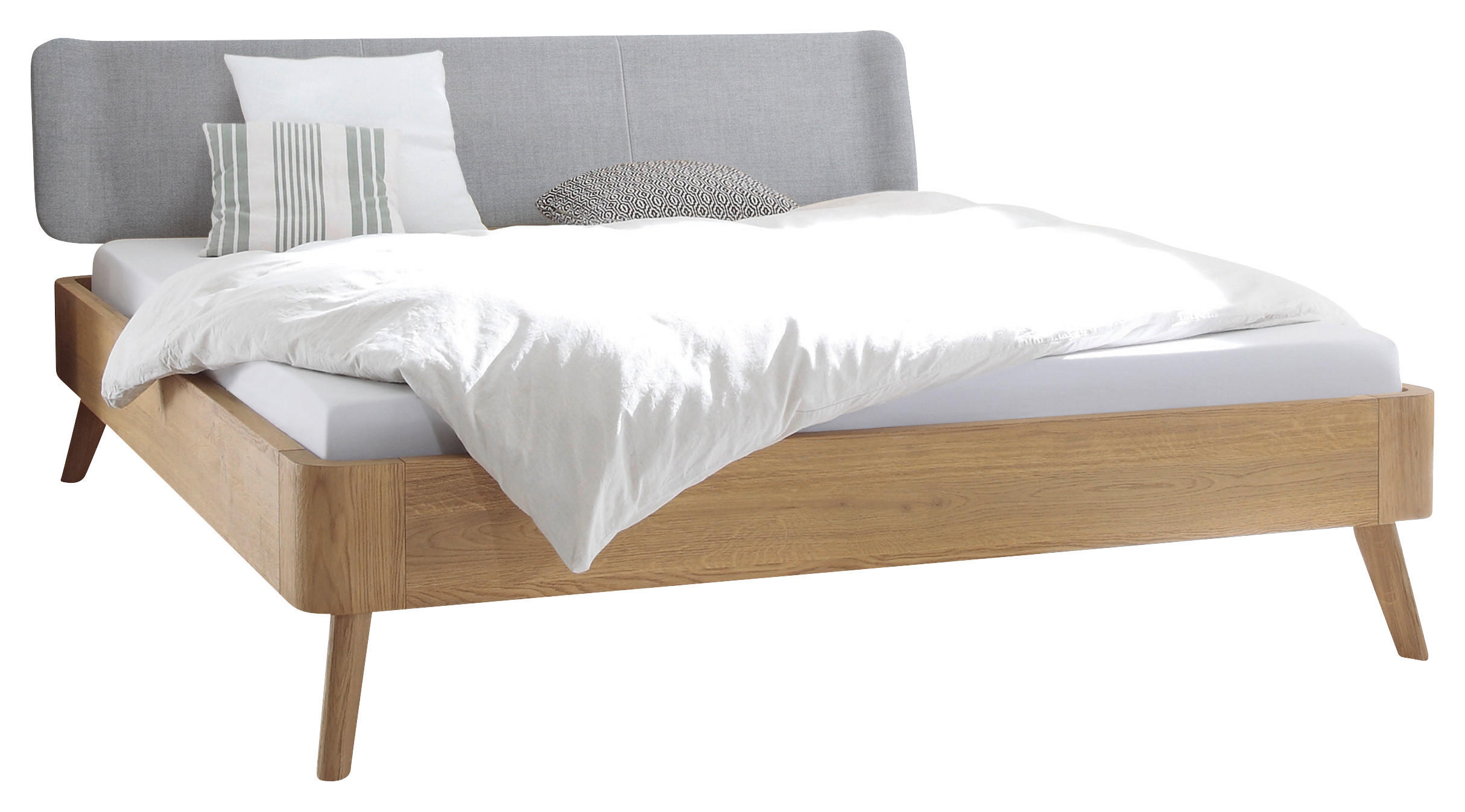 BETT 140/200 cm in Grau, Eichefarben - Eichefarben/Grau, Design, Holz/Textil (140/200cm) - Hasena