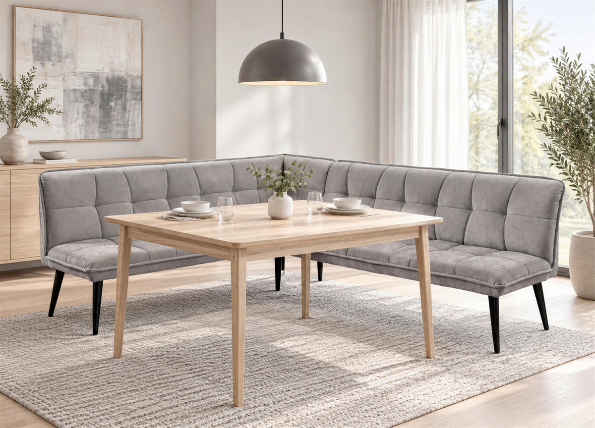 KLUPA KUTNA  sivo-smeđa  drvo, tekstil, drvni materijal      - sivo-smeđa/crna, Moderno, drvni materijal/drvo (260/201cm) - Livetastic