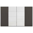 SCHWEBETÜRENSCHRANK 361/235/68 cm 4-türig Graphitfarben, Weiß  - Chromfarben/Graphitfarben, KONVENTIONELL, Glas/Holzwerkstoff (361/235/68cm) - Novel