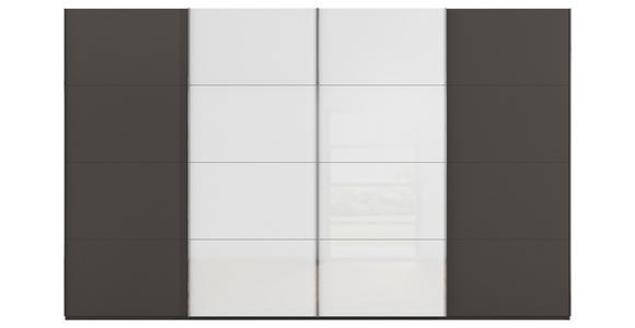 SCHWEBETÜRENSCHRANK 361/235/68 cm 4-türig Graphitfarben, Weiß  - Chromfarben/Graphitfarben, KONVENTIONELL, Glas/Holzwerkstoff (361/235/68cm) - Novel
