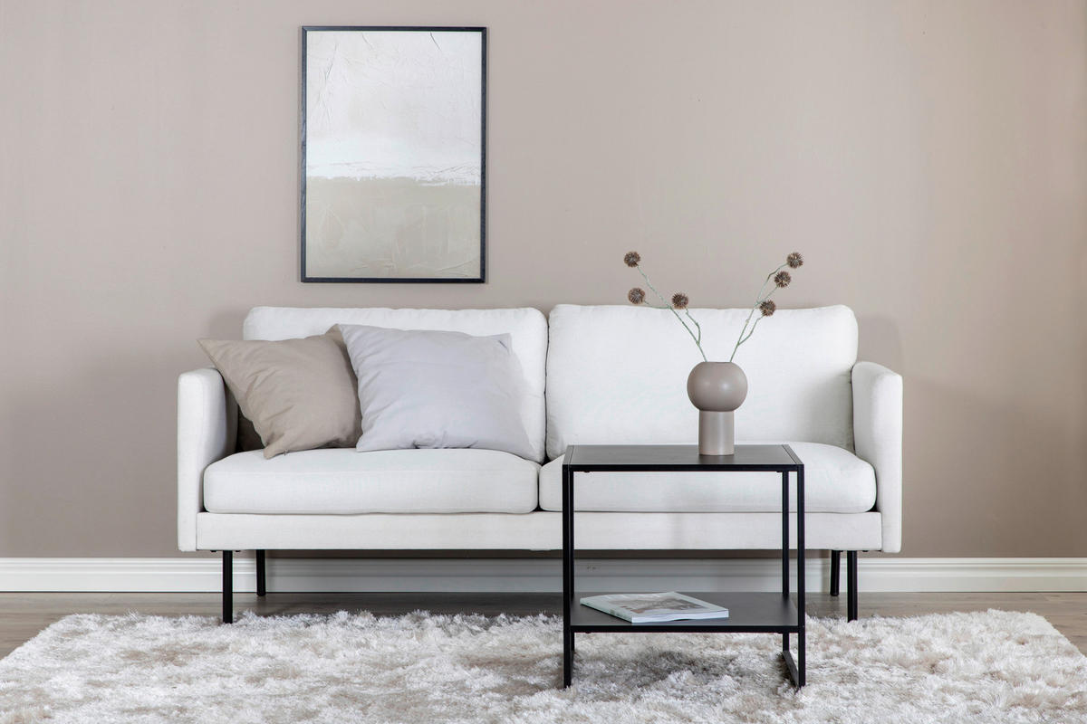 2-SITS SOFFA i metall, textil cremefärgad, svart  - svart/cremefärgad, Design, metall/textil (180/78/80cm) - Livetastic