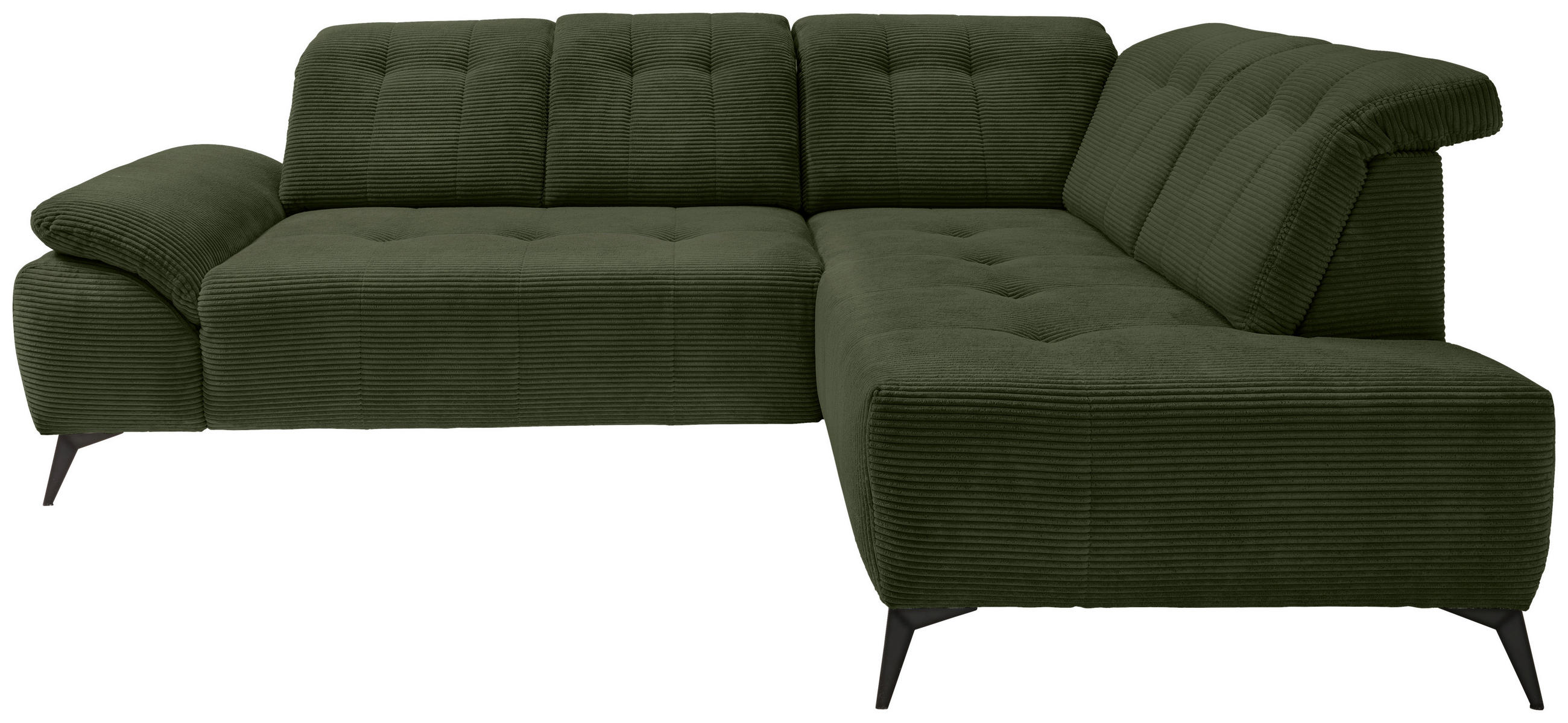 ECKSOFA  Cord Dunkelgrün  - Dunkelgrün/Schwarz, Modern, Textil/Metall (272/200cm) - Livetastic