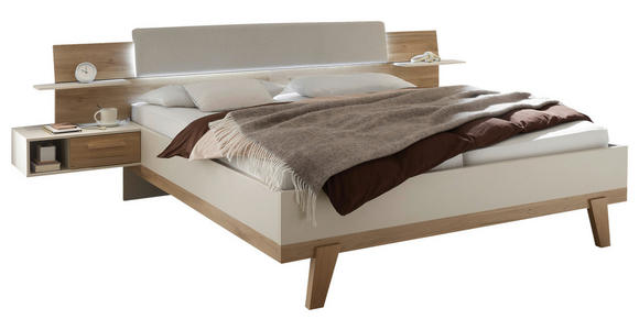 BETTANLAGE 180/200 cm  in Eichefarben, Kaschmir  - Kaschmir/Eichefarben, Design, Holzwerkstoff/Textil (180/200cm) - Xora