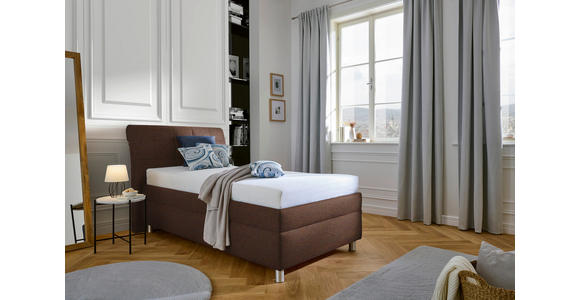 POLSTERBETT Matratze, Lattenrost Braun 100/200 cm  - Silberfarben/Weiß, KONVENTIONELL, Holz/Textil (100/200cm) - Esposa