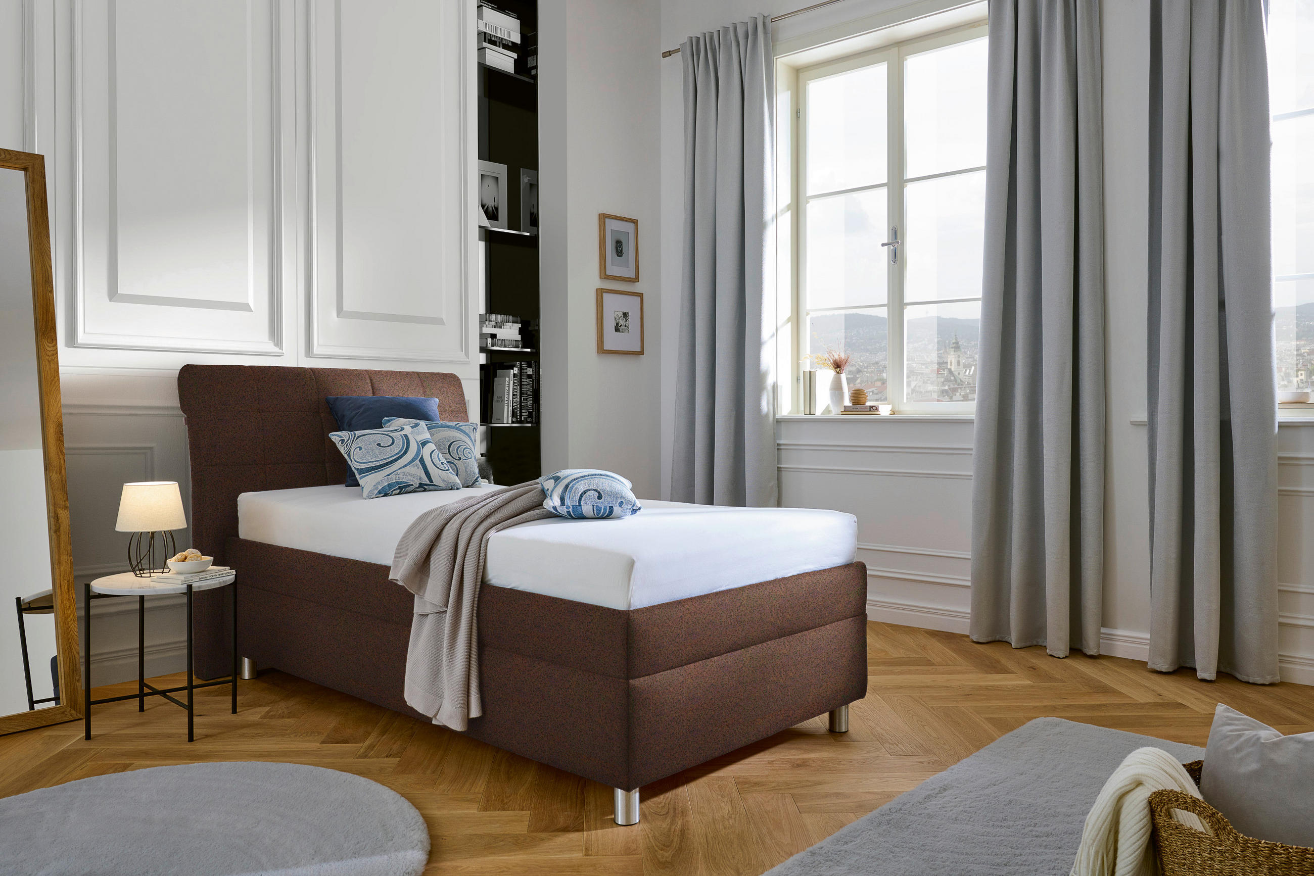 POLSTERBETT 140/200 cm  in Braun  - Weiss/Silberfarben, Konventionell, Holz/Textil (140/200cm) - Esposa