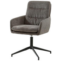 ARMLEHNSTUHL  in Eisen Leinenoptik  - Schwarz/Braun, Design, Holz/Textil (57/88/67cm) - MID.YOU