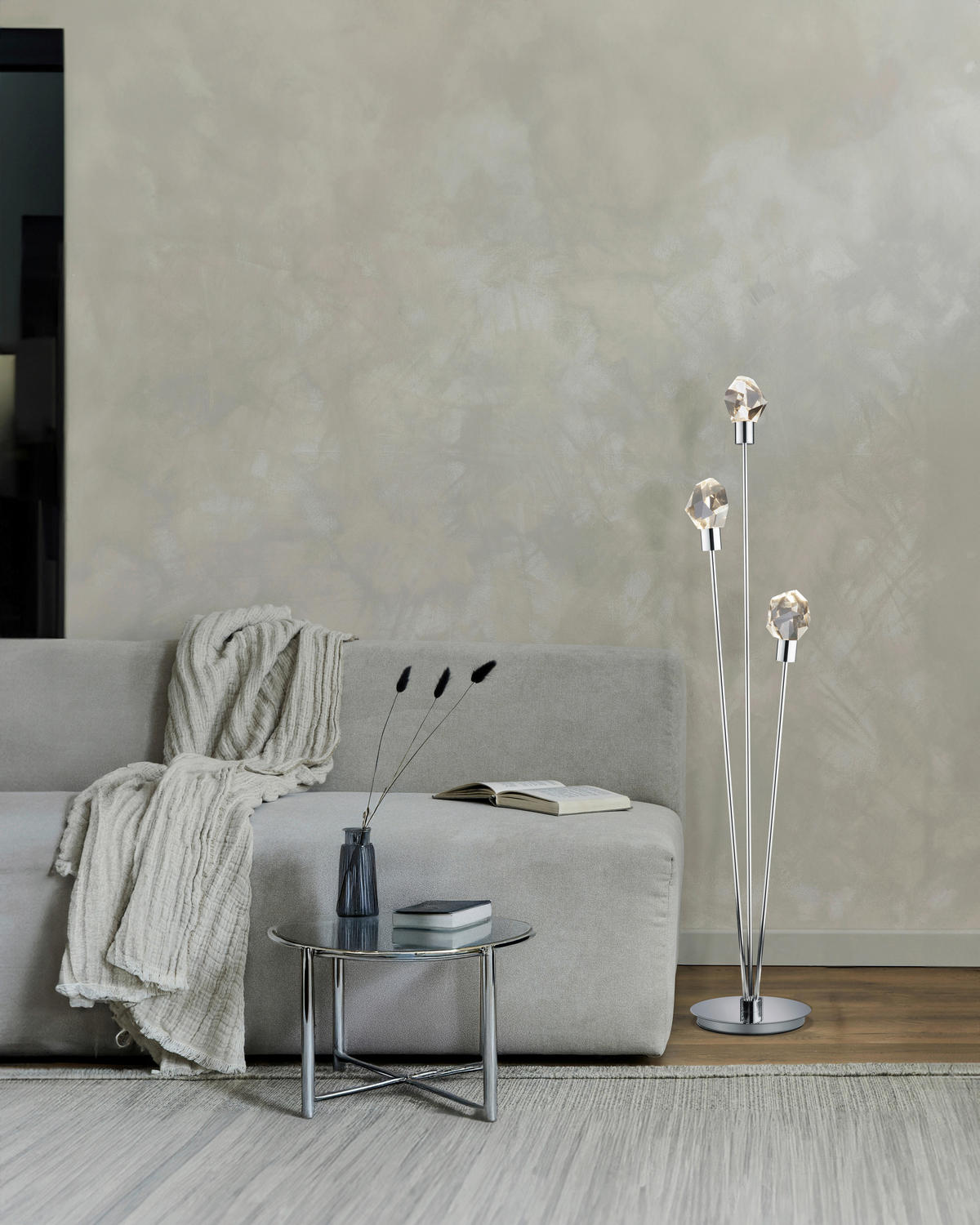 LED-STEHLEUCHTE Verano 40/150 cm   - Chromfarben/Transparent, Design, Glas/Metall (40/150cm) - Trio Leuchten