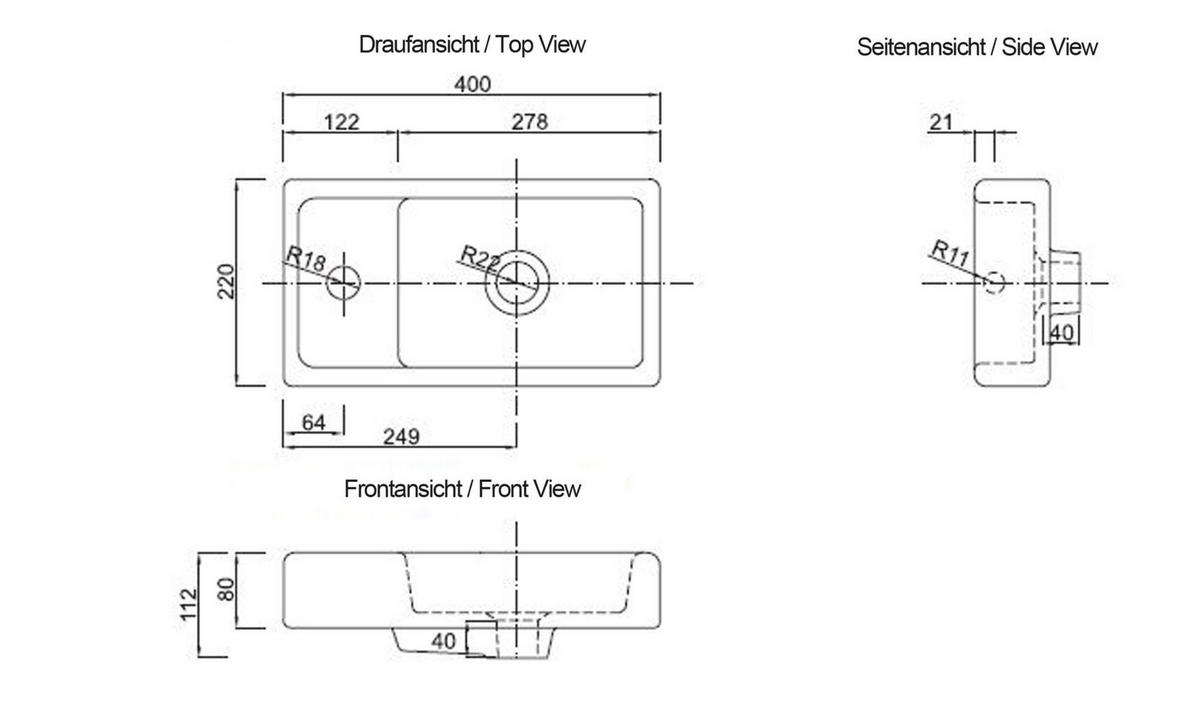 GÄSTEBAD - Honigeiche/Schwarz, Modern, Glas/Keramik (52cm) - MID.YOU