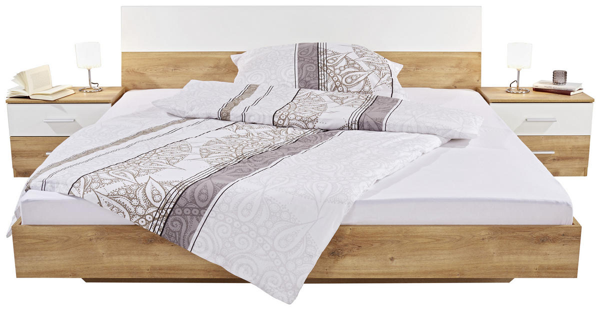 SCHLAFZIMMER in Weiss, Eichefarben  - Weiss/Eichefarben, Konventionell, Holzwerkstoff (180/200cm) - MID.YOU