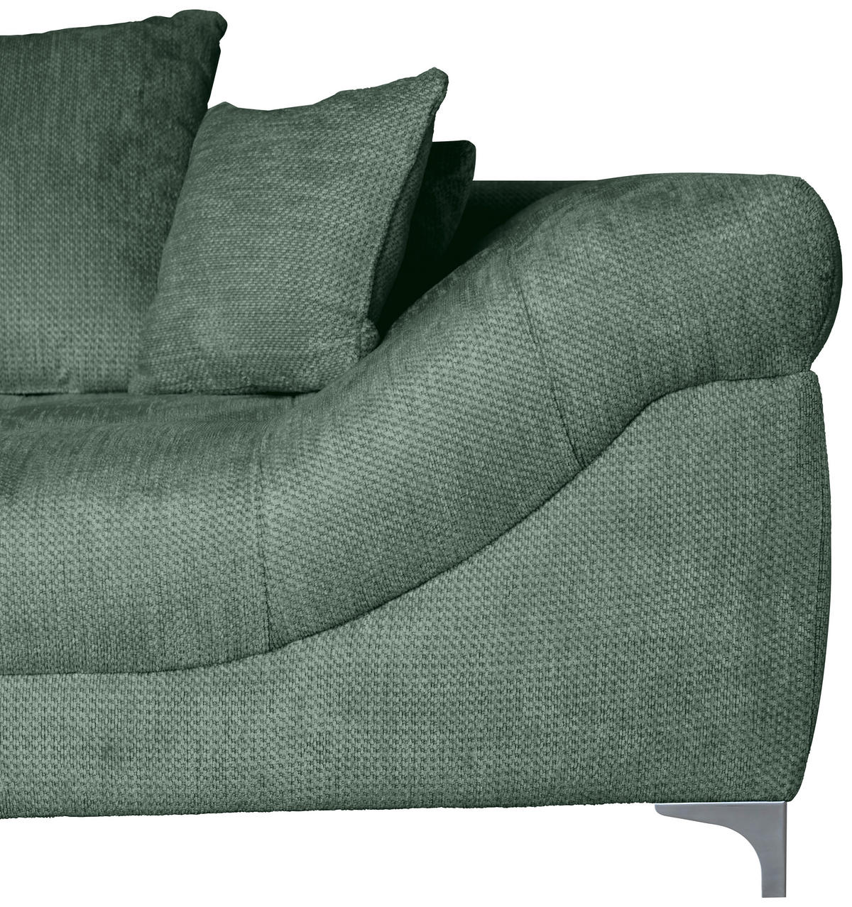 ECKSOFA Waldgrün Chenille  - Waldgrün/Chromfarben, KONVENTIONELL, Textil/Metall (227/329cm) - Carryhome
