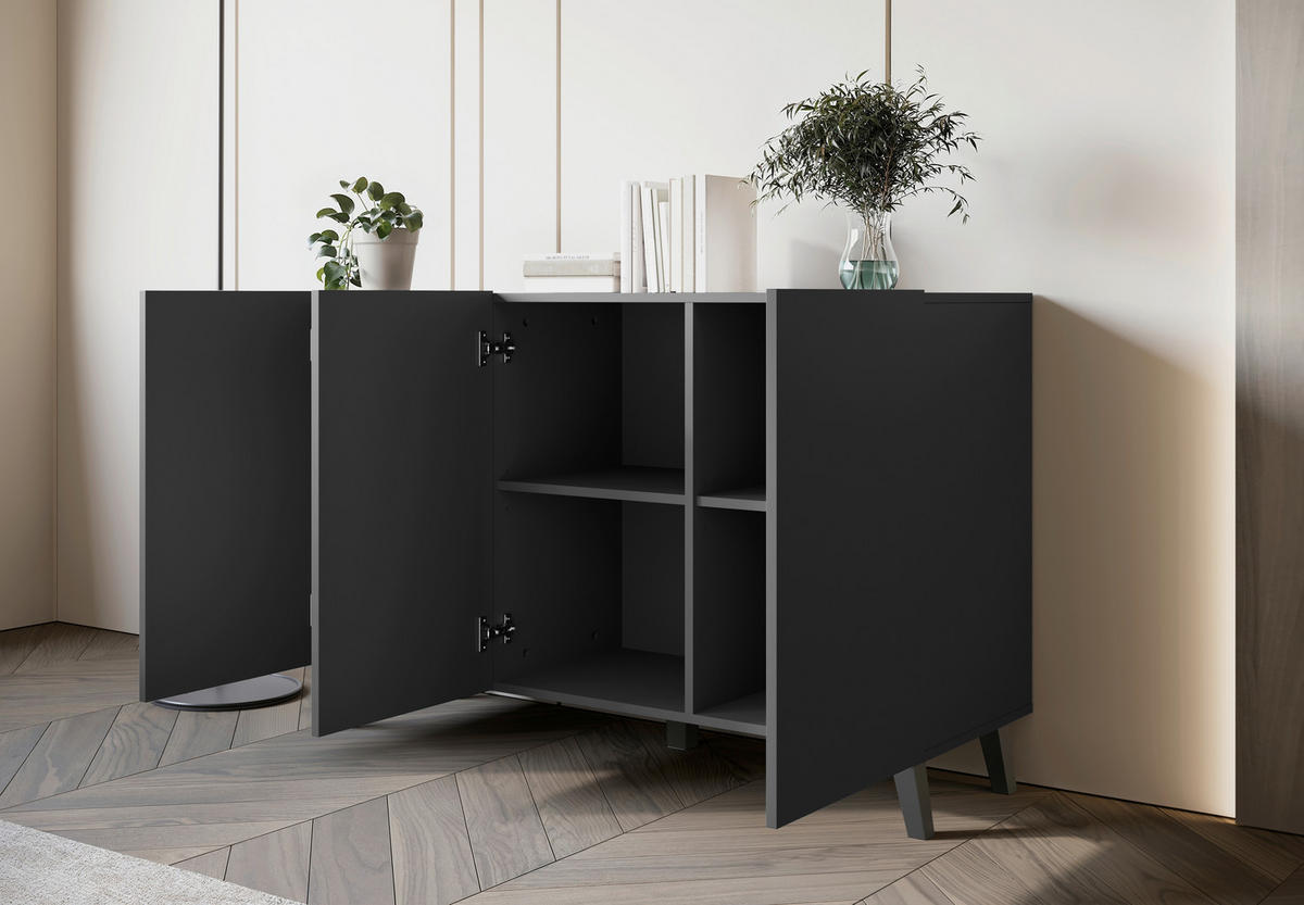 SIDEBOARD  in 120/76/39 cm  - Schwarz, Design, Holzwerkstoff/Kunststoff (120/76/39cm) - Livetastic