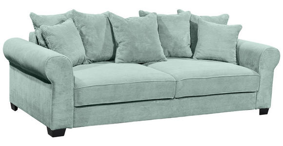 SCHLAFSOFA mit Stoffauswahl, Liegefunktion, Rücken echt Cord Salbeigrün - Salbeigrün/Schwarz, KONVENTIONELL, Kunststoff/Textil (247/95/125cm) - Hom`in