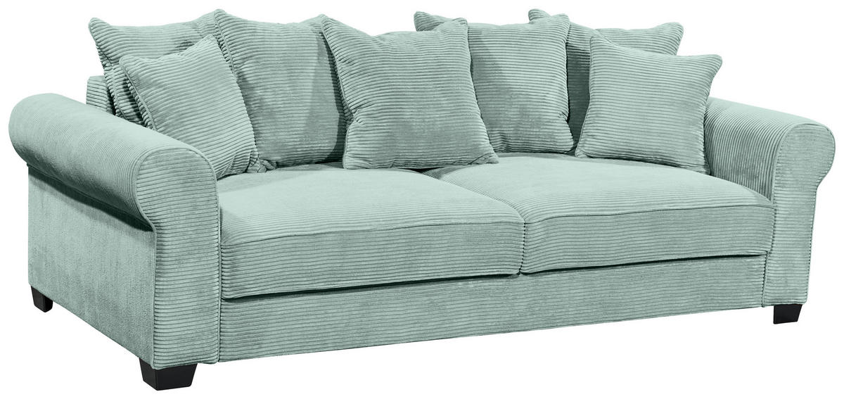 SCHLAFSOFA Cord Salbeigrün  - Salbeigrün/Schwarz, KONVENTIONELL, Kunststoff/Textil (247/95/125cm) - Hom`in