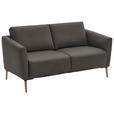 2-SITZER-SOFA  in Echtleder Dunkelgrau   - Eichefarben/Dunkelgrau, Natur, Leder/Holz (182/86/87cm) - Valnatura