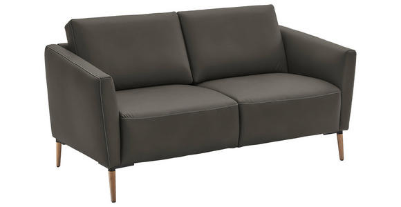 2-SITZER-SOFA  in Echtleder Dunkelgrau   - Eichefarben/Dunkelgrau, Natur, Leder/Holz (182/86/87cm) - Valnatura