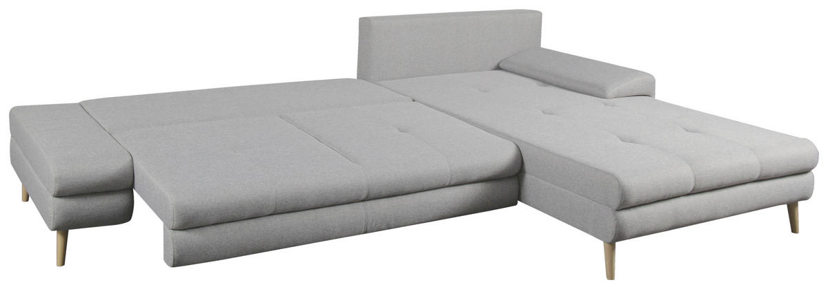 ECKSOFA in Webstoff Hellgrau  - Erlefarben/Hellgrau, Trend, Textil (313/215cm) - MID.YOU