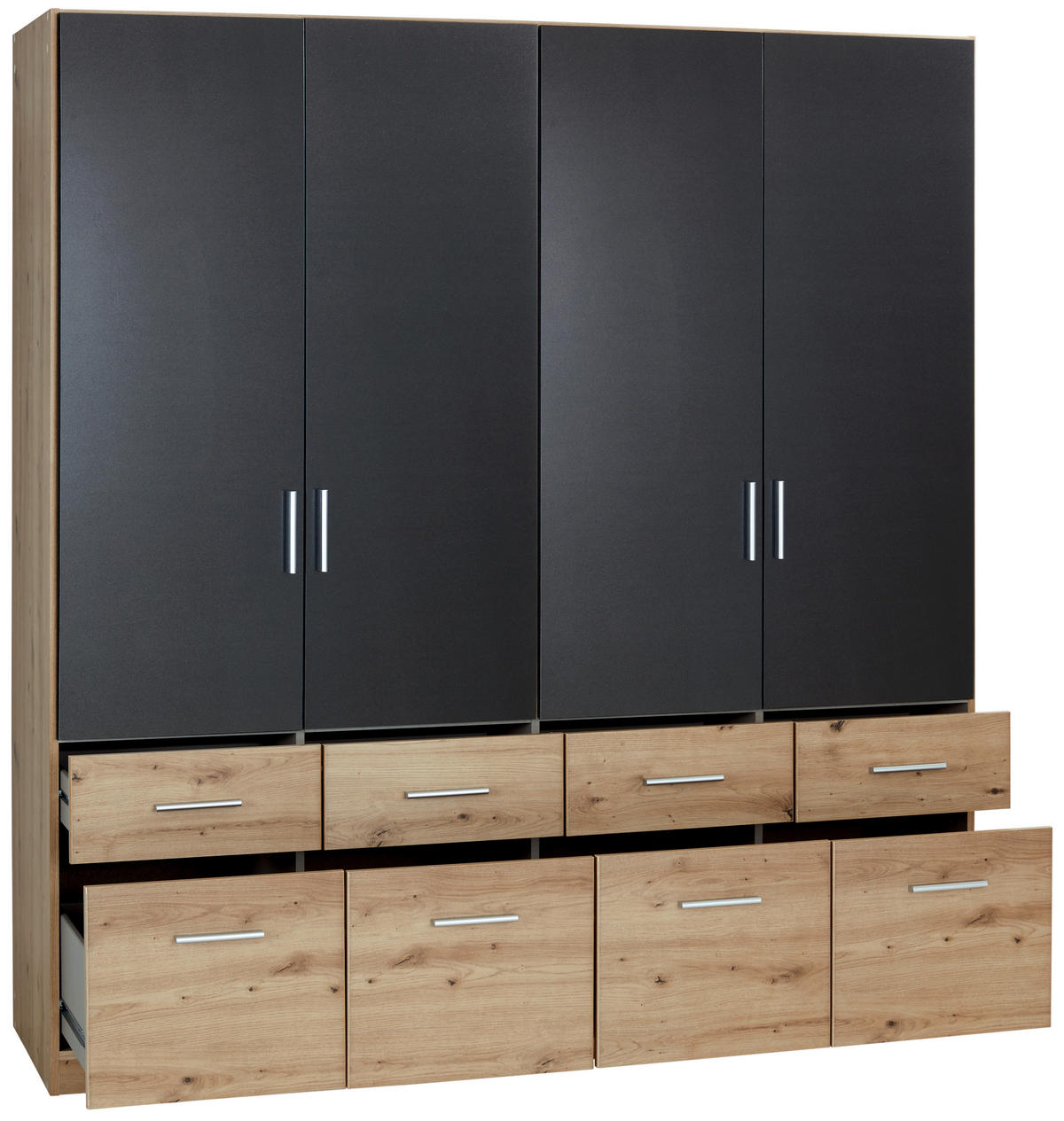 KLEIDERSCHRANK in Dunkelgrau, Eiche Artisan  - Dunkelgrau/Silberfarben, Design, Holzwerkstoff/Kunststoff (181/197/54cm) - Carryhome