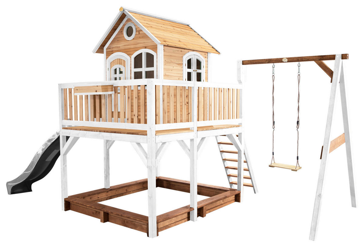 SPIELTURM 541/291/277 cm  - Braun/Weiß, KONVENTIONELL, Holz/Kunststoff (541/291/277cm) - Ambia Garden