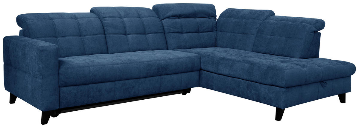 ROHOVÁ SEDACIA SÚPRAVA, textil, modrá - čierna/modrá, Design, drevo/textil (297/216cm) - Xora