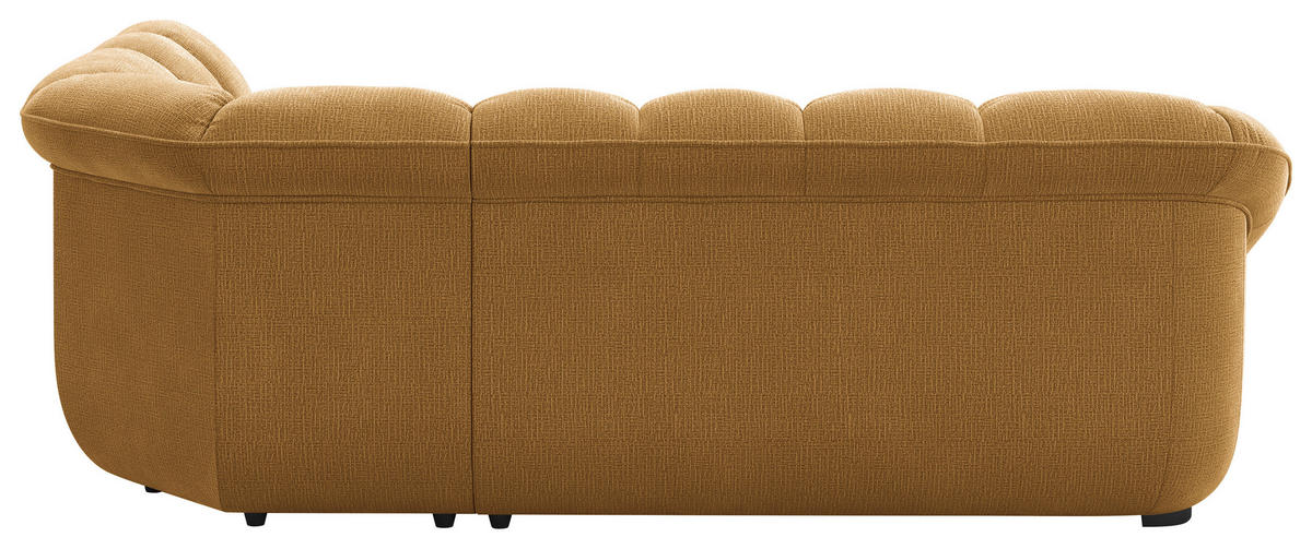 ECKSOFA Senfgelb Chenille Bettkasten, Schlaffunktion, Rücken echt  - Senfgelb/Schwarz, KONVENTIONELL, Kunststoff/Textil (260/222cm) - Welnova