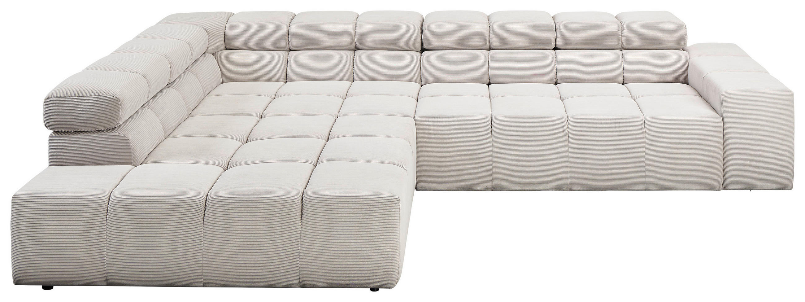 ECKSOFA in Cord Silberfarben, Hellgrau  215/319 cm  - Silberfarben/Hellgrau, Design, Kunststoff/Textil (215/319cm) - Hom`in