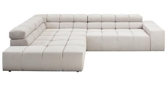 ECKSOFA in Cord Silberfarben, Hellgrau  - Silberfarben/Hellgrau, Design, Kunststoff/Textil (215/319cm) - Hom`in