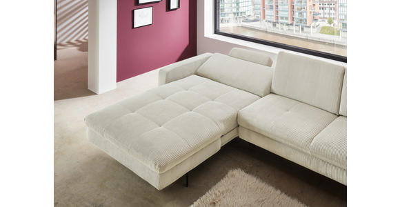 ECKSOFA Creme Cord  - Creme/Schwarz, Design, Textil/Metall (178/302cm) - Carryhome