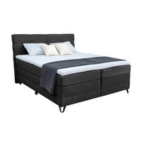 BOXSPRINGBETT 180/200 cm  in Schwarz  - Schwarz, KONVENTIONELL, Textil/Metall (180/200cm) - Carryhome
