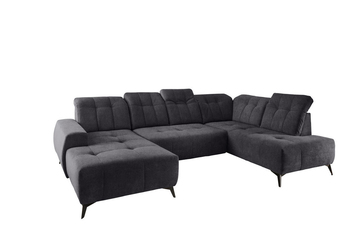 WOHNLANDSCHAFT Anthrazit Mikrofaser  - Anthrazit/Schwarz, MODERN, Textil/Metall (180/337/200cm) - Livetastic