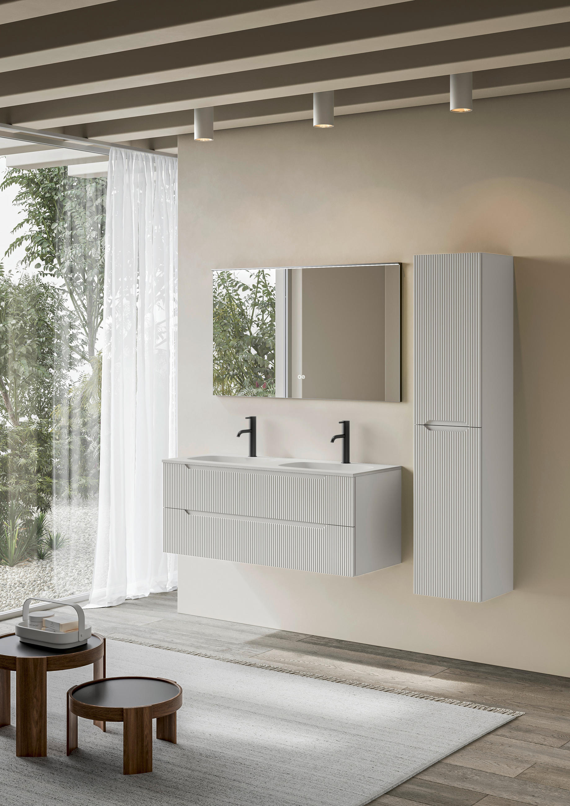 BADEZIMMER 3-teilig  in 120 cm  - Weiß, KONVENTIONELL, Holzwerkstoff/Stein (120cm) - Belluti