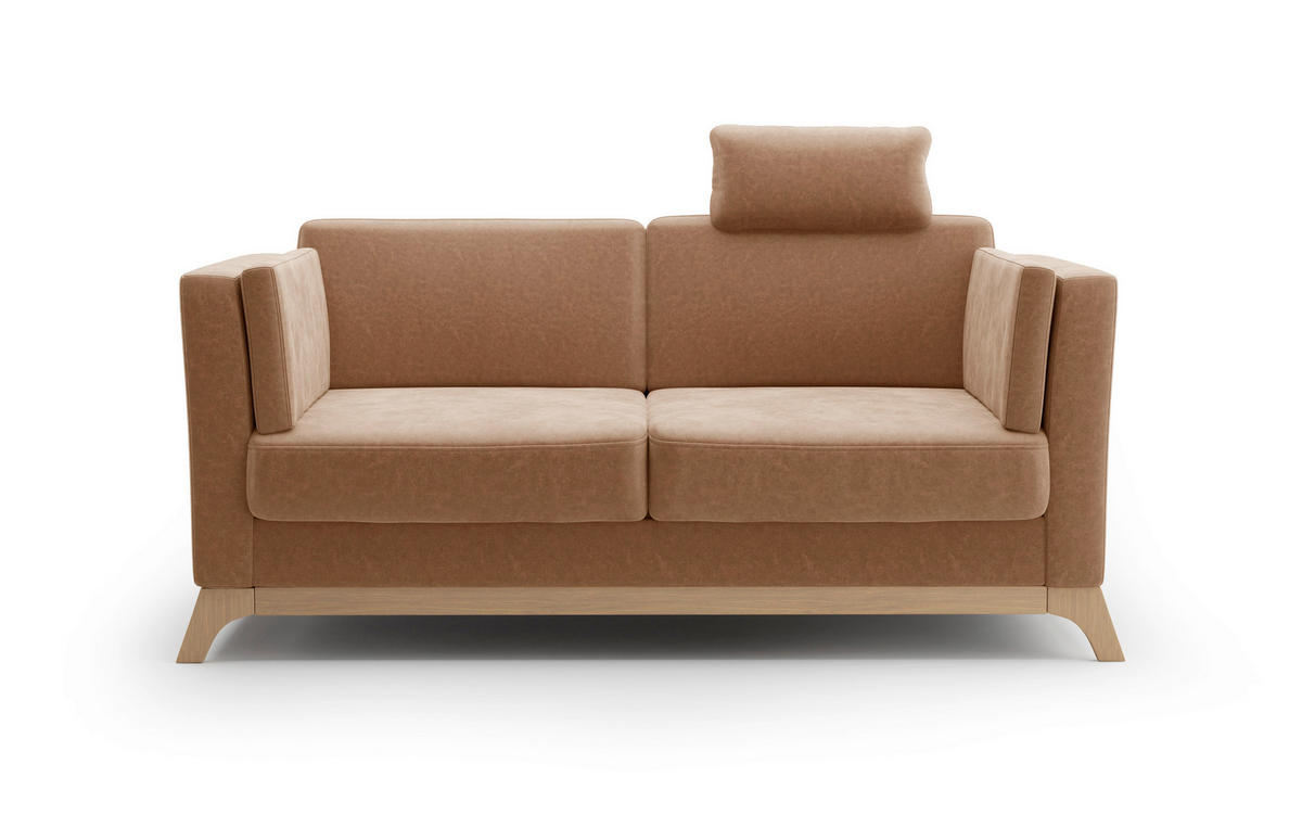 2,5-SITZER Mikrofaser Cognac  - Eichefarben/Cognac, KONVENTIONELL, Holz/Textil (183/84/93cm) - Sit & More