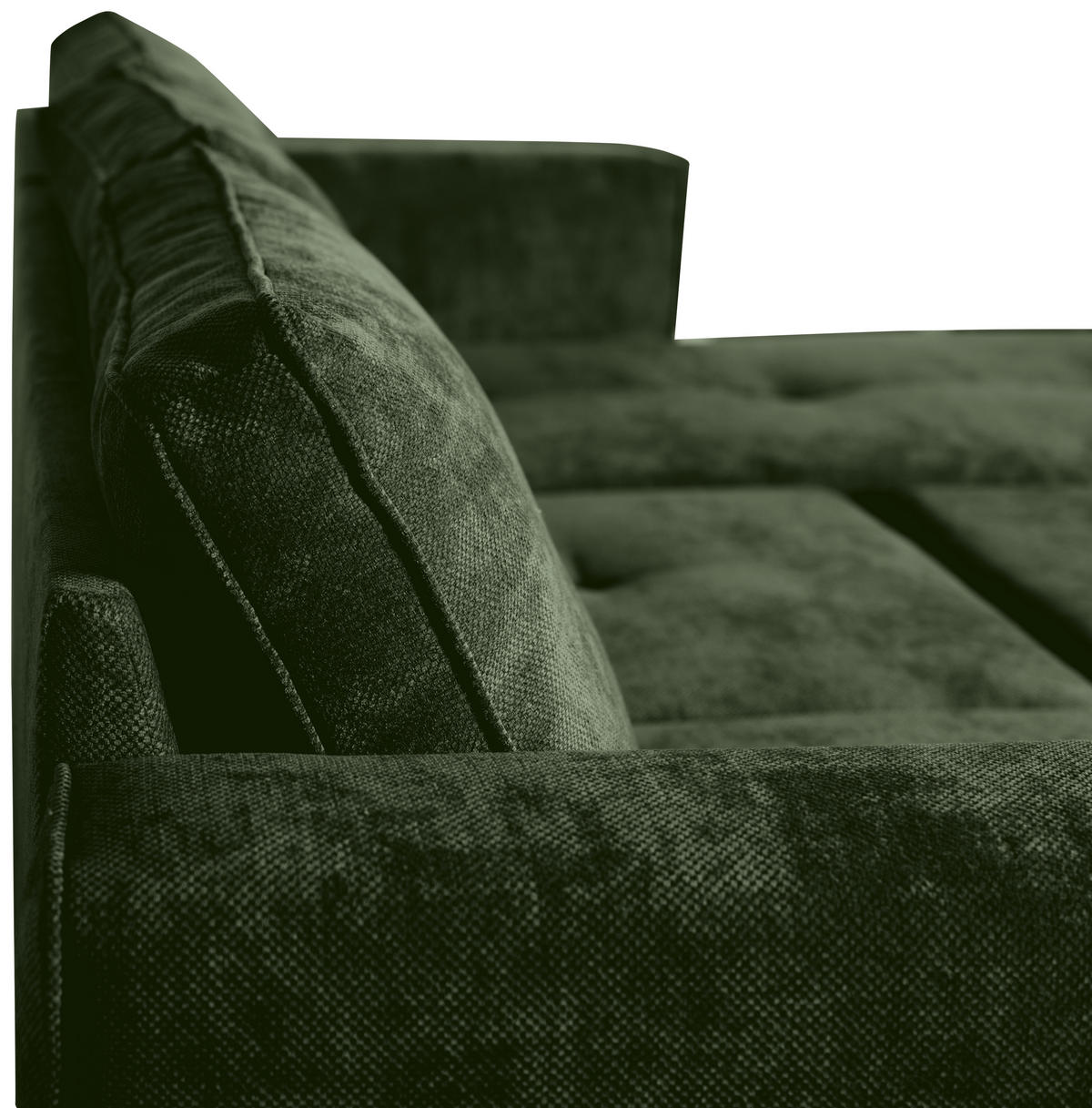 ECKSOFA Dunkelgrün Flachgewebe  - Dunkelgrün/Schwarz, KONVENTIONELL, Textil/Metall (252/162cm) - Carryhome