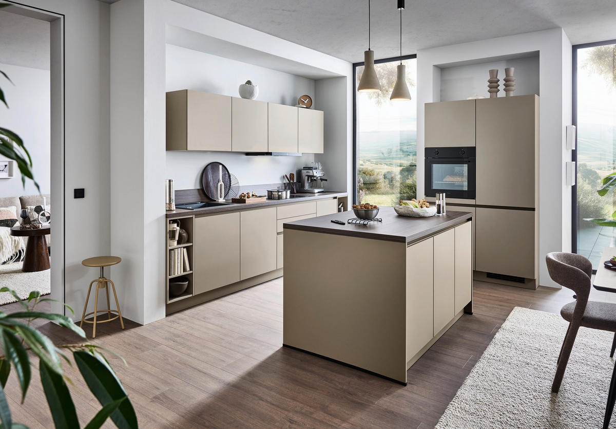 EINBAUKÜCHE   - Creme, KONVENTIONELL, Holzwerkstoff - Welnova