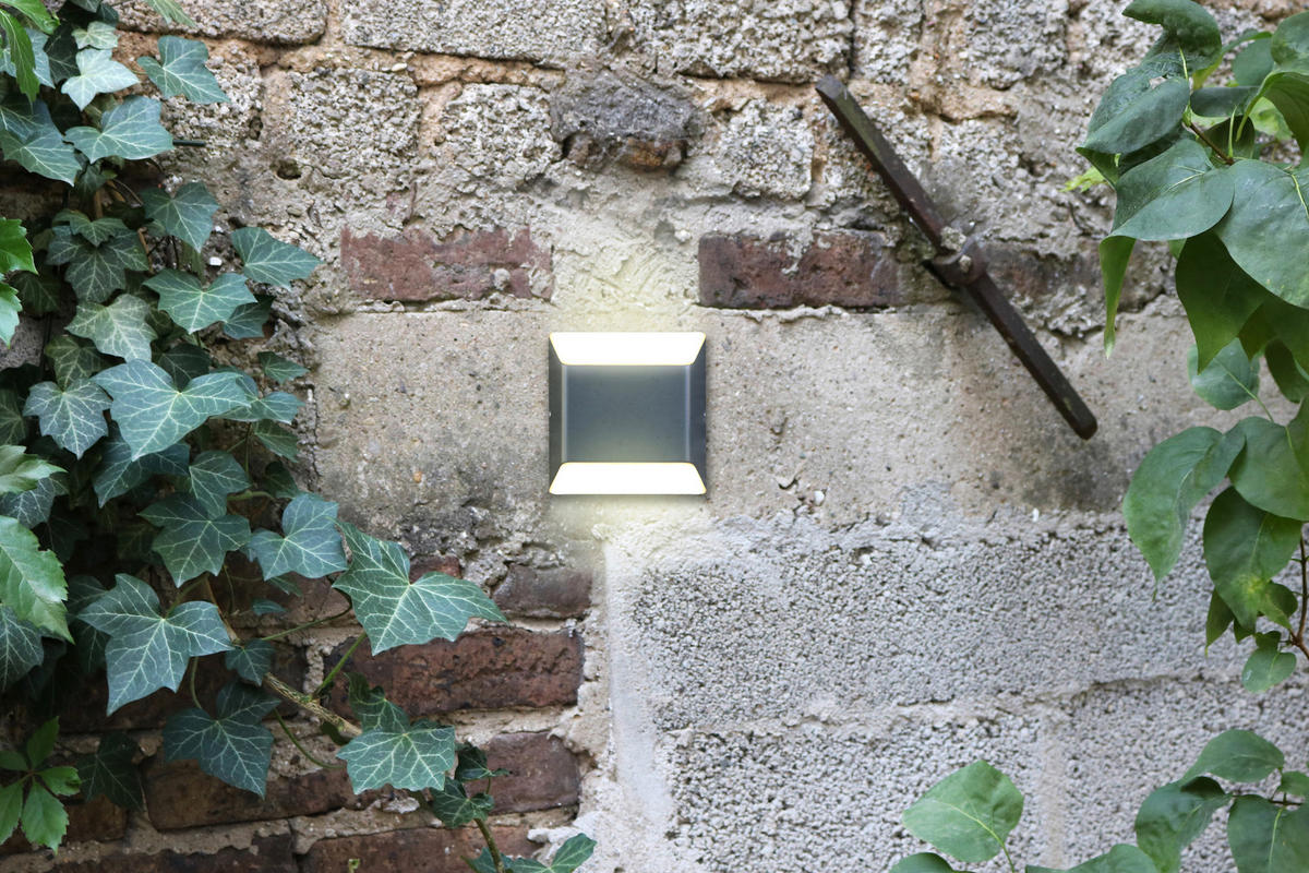LED-AUßENLEUCHTE Floyd 12,2/12,4/4,5 cm   - Anthrazit/Weiß, Design, Kunststoff/Metall (12,2/12,4/4,5cm)
