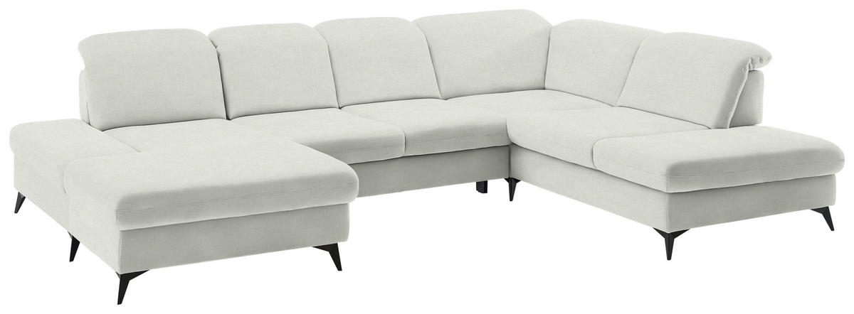 WOHNLANDSCHAFT  in Chenille Naturfarben  - Schwarz/Naturfarben, Design, Textil/Metall (198/364/255cm) - Beldomo Style