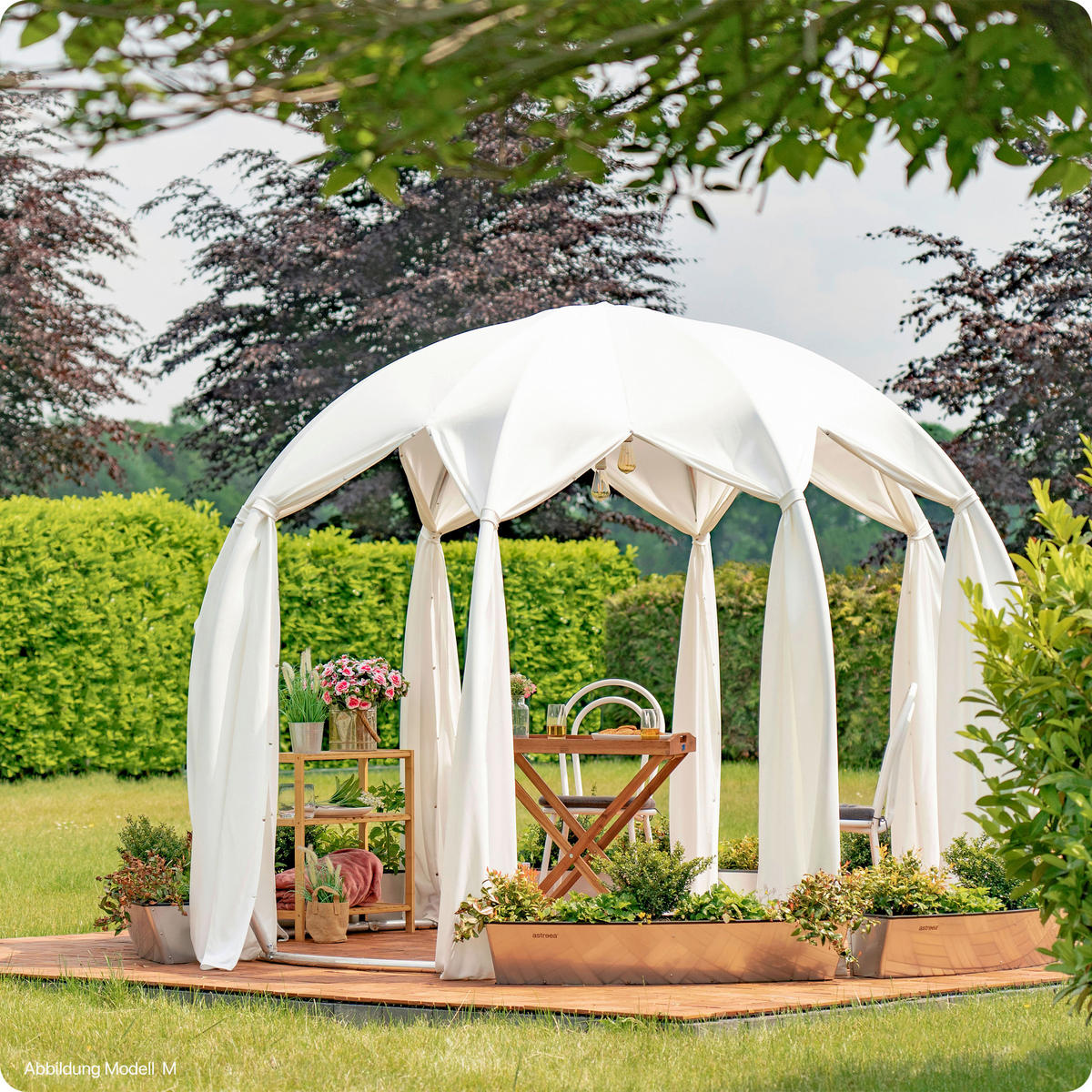 PAVILLON 303/230/303 cm Aluminium  - Silberfarben/Weiß, Basics, Textil/Metall (303/230/303cm)